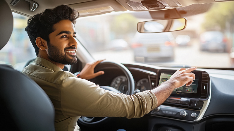 Man driving car