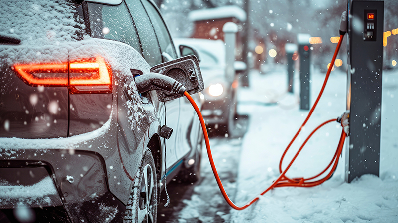 Electric car being charged