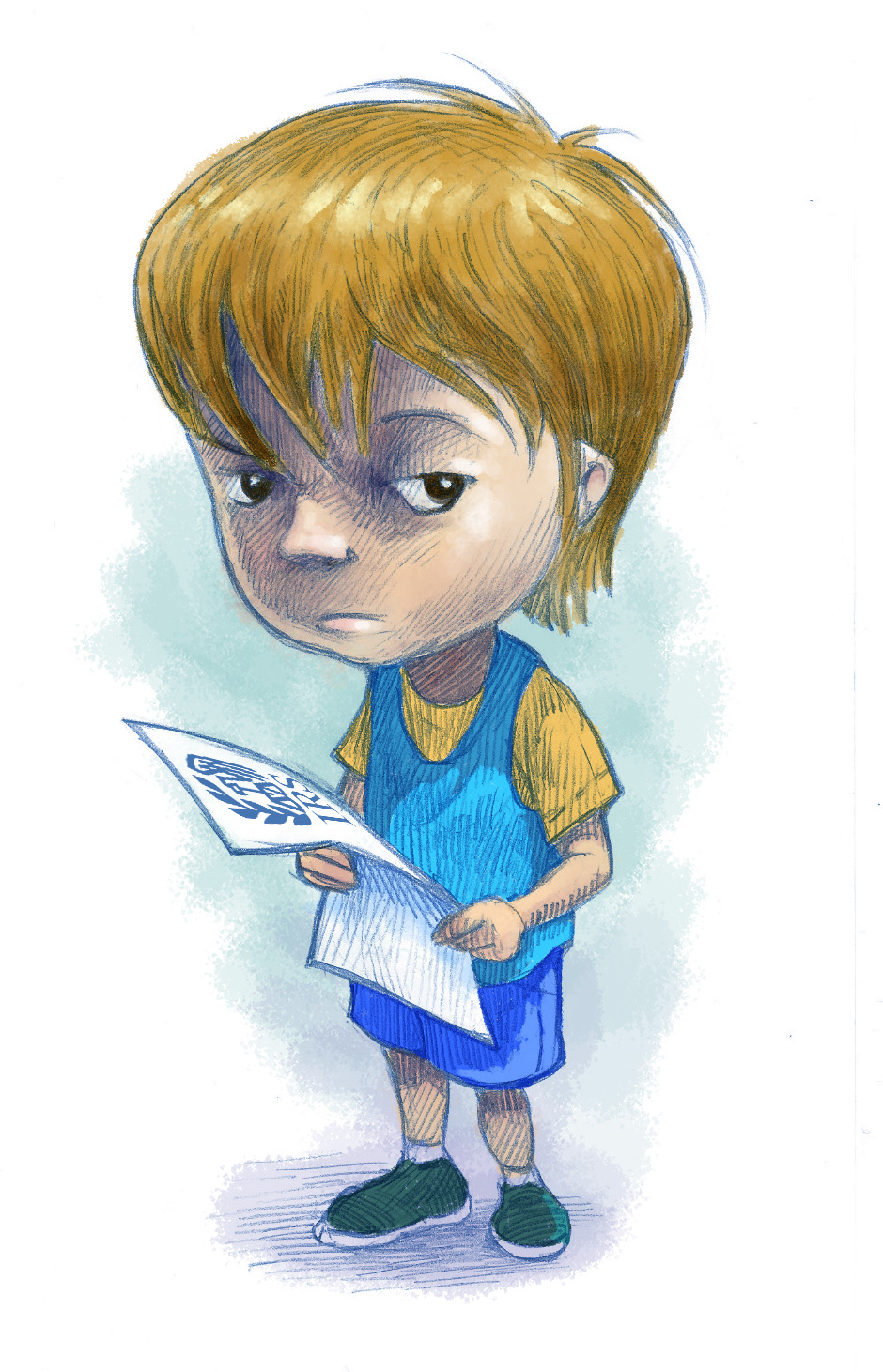 boy holding IRS letter