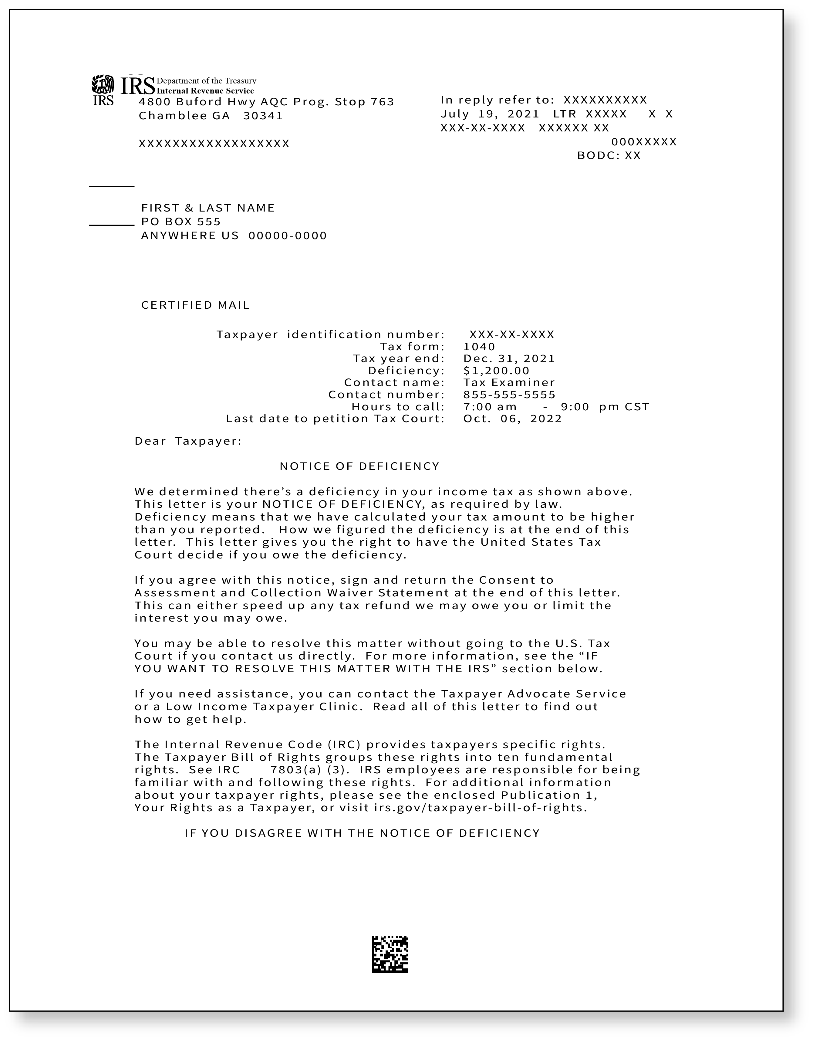 IRS 3219C Letter