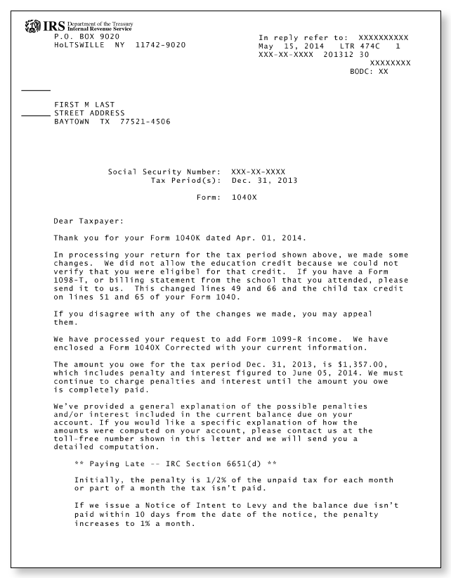 IRS Letter 474C