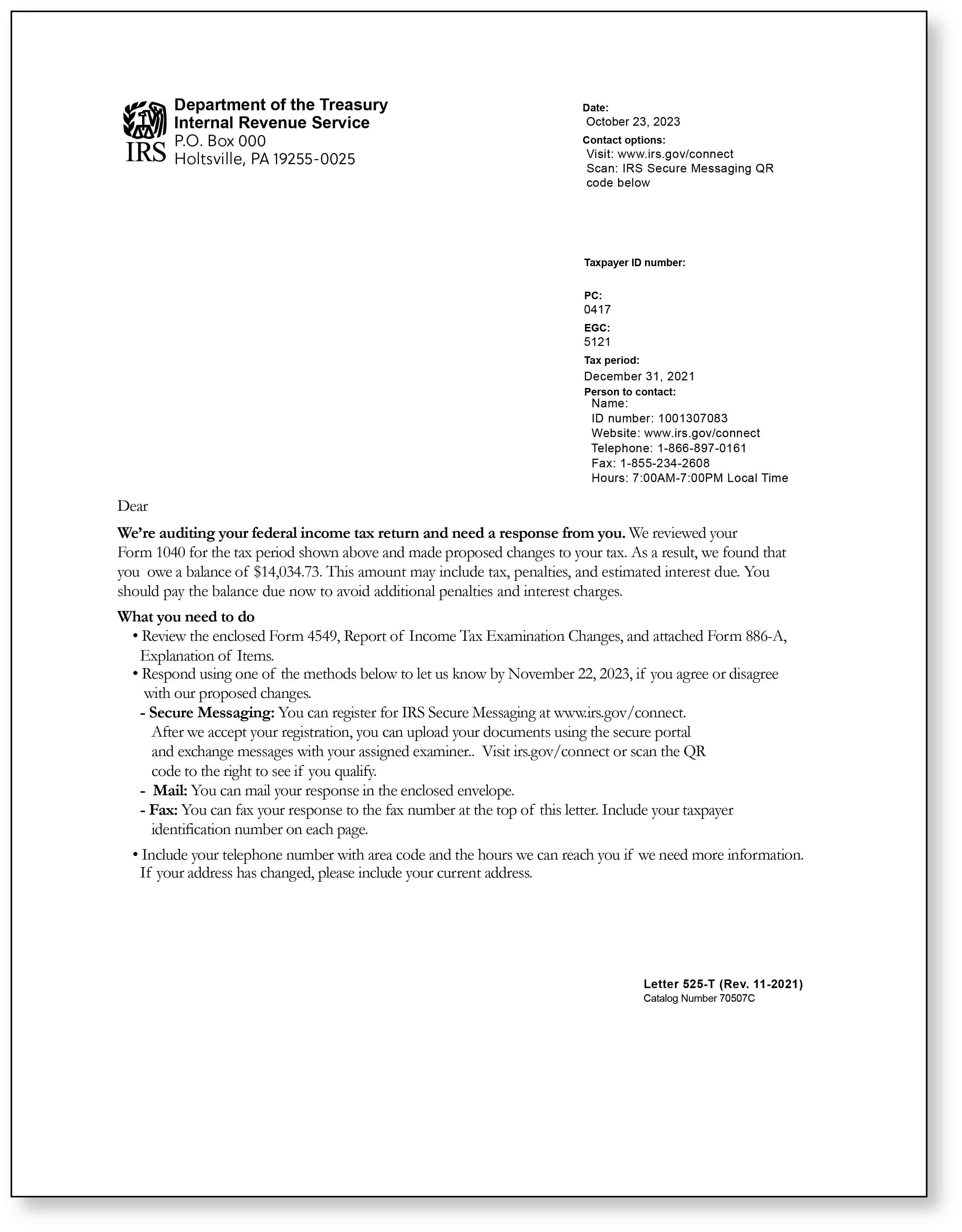 IRS Letter 525