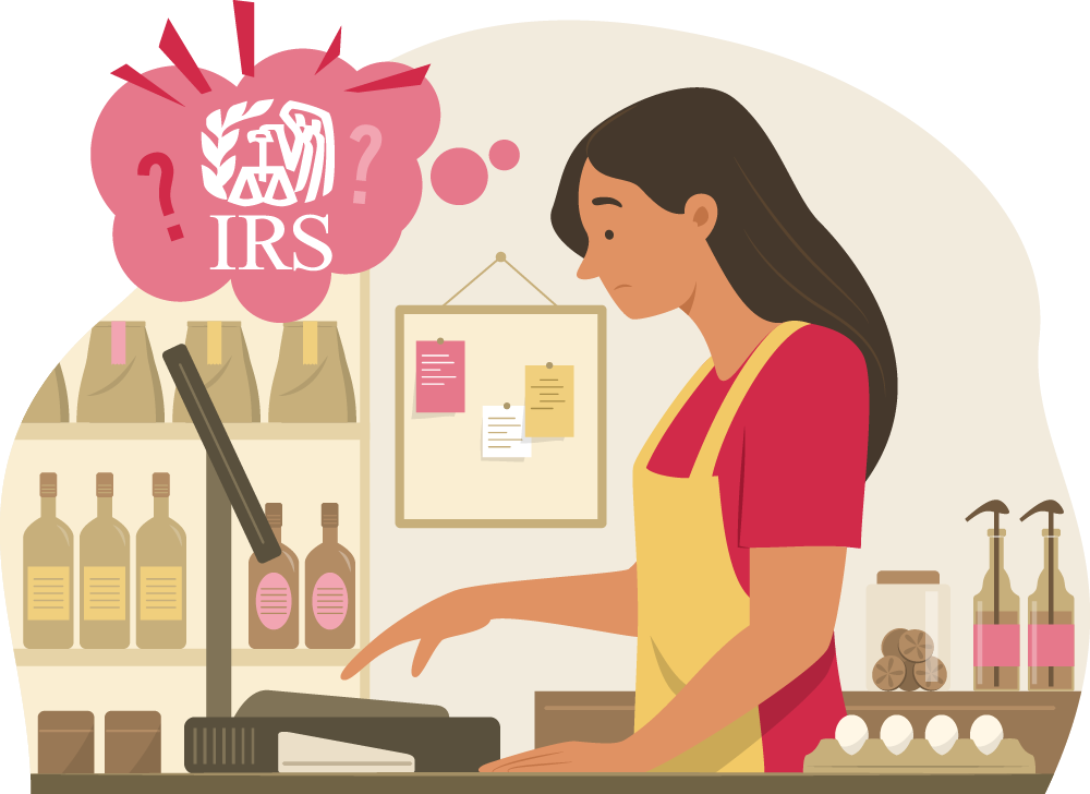 teenager working as a cashier